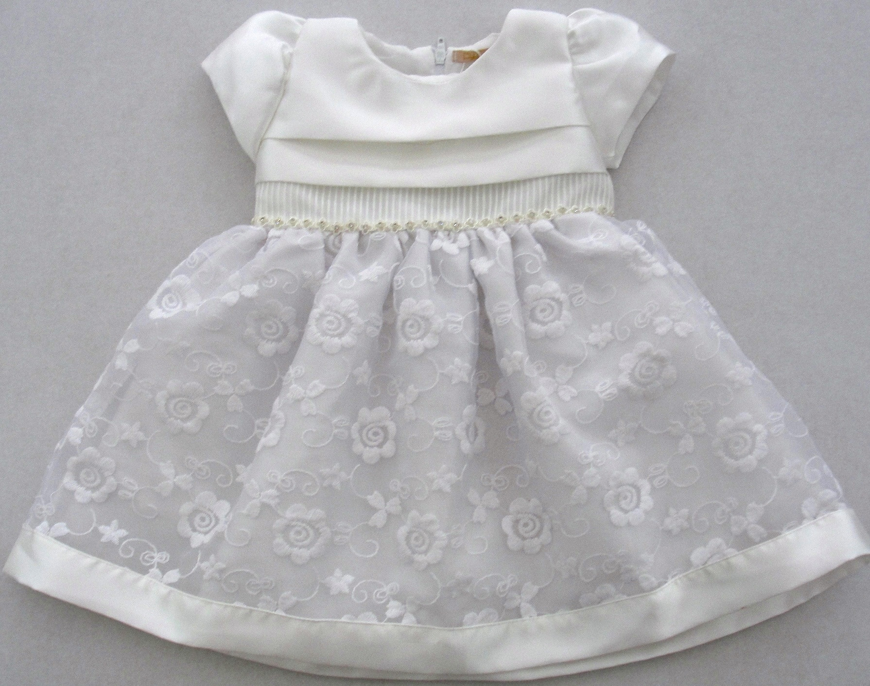 Vestido Bebê Saia Organza Branco 30.13.31046 - Petit Cherie