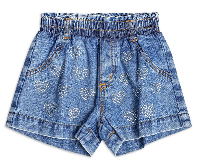 Shorts Jeans Strass de Coração H4922 - Momi