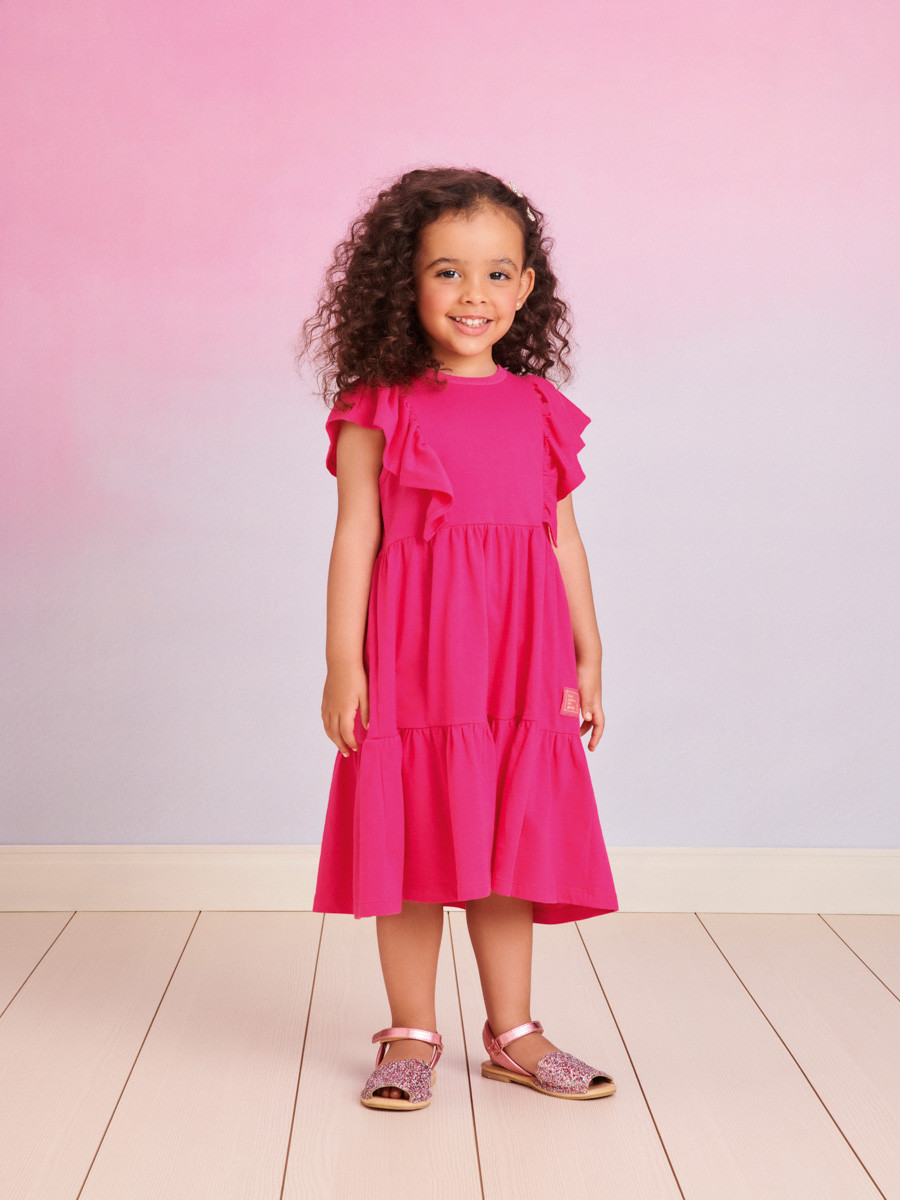 Vestido Infantil Pink Babados J5456 - Momi MIni
