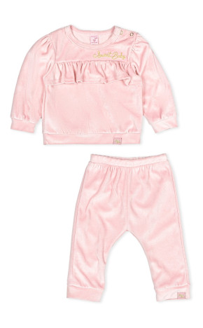 Conjunto Bebê Casaco e Calça Plush Rosa C1754 - Momi Bebê
