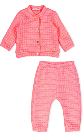 Conjunto Bebê Casaco e Calça Rosa Neon C1776 - Momi Bebê