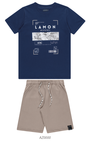 Conjunto Camiseta Marinho e Bermuda 30025 - Lamon