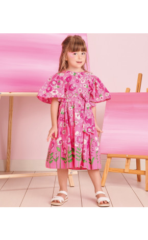 Vestido Infantil Rotativo Flores J5162 - Momi MIni