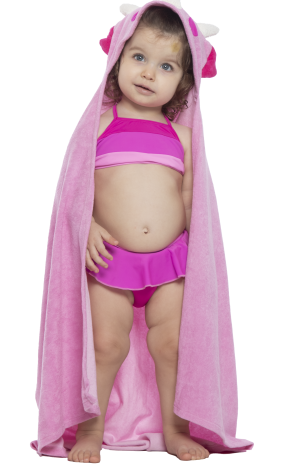 Toalha Baby Rosa Aplicação Dino 37208 - Siri