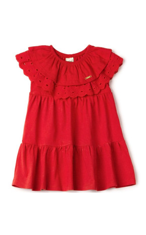 Vestido Bebê Vermelho Com Bordado L2191 - Animê Bebê